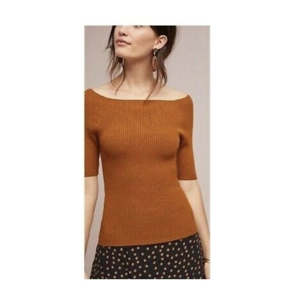 EUC Ett:Twa By Anthropologie L'Opera Off Shoulder Elbow Sleeve Sweater Size S - Picture 1 of 11